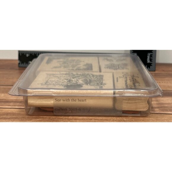 2004 STAMPIN' UP! 104889 SEE WITH THE HEART Wood Mounted Rubber Stamp set of 5 - Picture 4 of 6